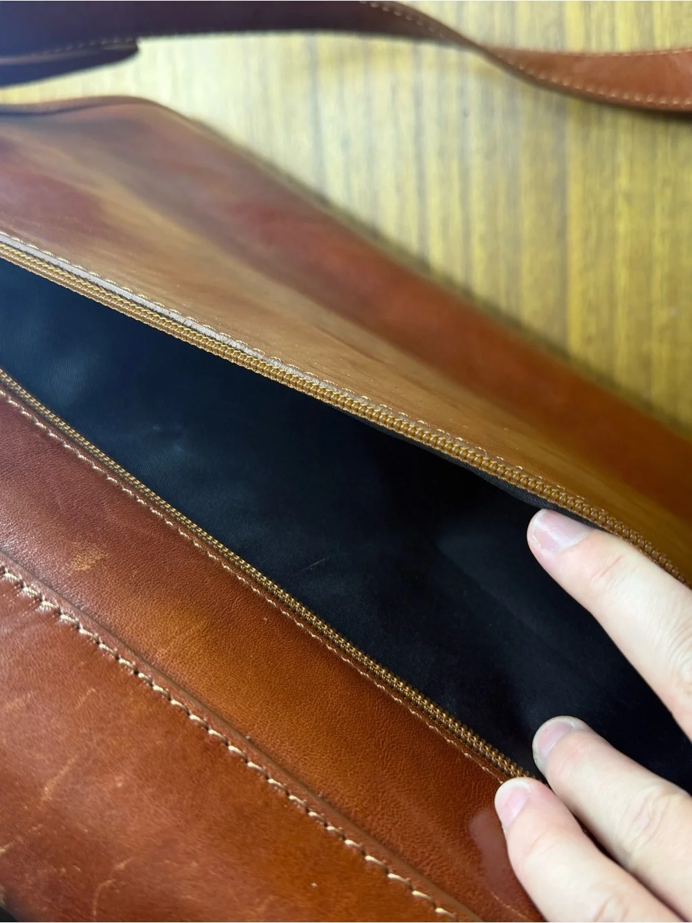 Italian Leather Briefcase, Made In Italy, Cognac Brown Messenger Bag